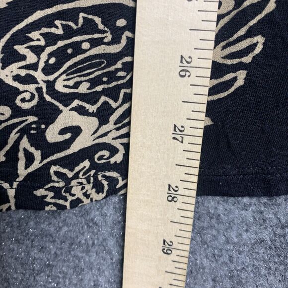 Lucky Brand Rayon Pullover Top Women M Black Tan Design  Hi Low Scoop Neck W/Key - Picture 12 of 12